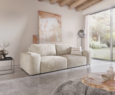 DELIFE Big-sofa Lanzo 230x95 cm ribcord beige