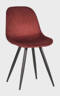 LABEL51 Eetkamerstoel 'Capri', Fluweel, kleur Rood