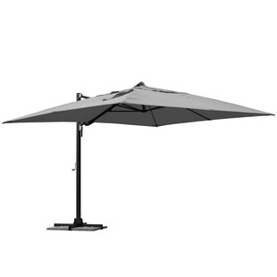 Naterial Zweefparasol Sombra - 392x293cm - Grijs - 360° Draaibaar Kantelbaar 280g/m² Aluminium Mast