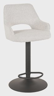 LABEL51 Draaibare Barkruk 'Fer' Bouclé, kleur Wit (zithoogte 64-84cm)