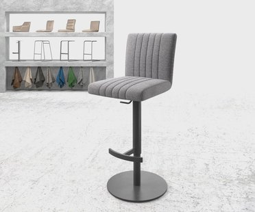 DELIFE Barstoel Luiga-Flex structuurstof lichtgrijs draaivoet hoogte verstelbaar metaal