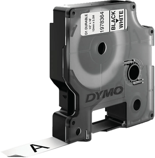 DYMO Duurzame D1 Tape 12 mm x 5,5 m Zwart Wit Label