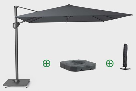 Platinum Challenger zweefparasol 3x3m T1 premium (incl. voet + hoes) anthracite