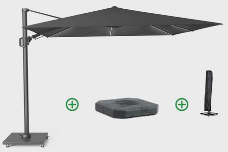 Platinum Challenger zweefparasol 3x3m T2 (incl. voet + hoes) anthracite GLOW