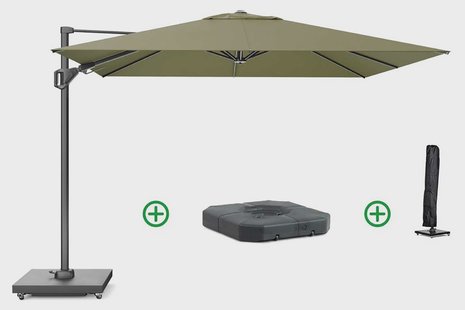 Platinum Challenger zweefparasol 3x3m T2 premium (incl. voet + hoes) lush green