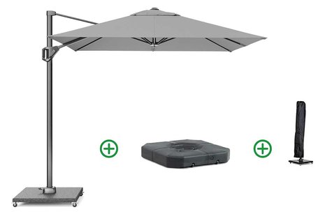 Platinum Voyager zweefparasol 2.5x2.5m T1 (incl. voet + hoes) light grey
