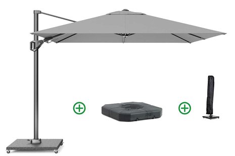 Platinum Voyager zweefparasol 2.7x2.7m T2 (incl. voet + hoes) light grey