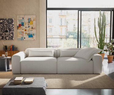 DELIFE Bigsofa Freestyle 280x110 cm Bouclé Crème-wit kapnaad