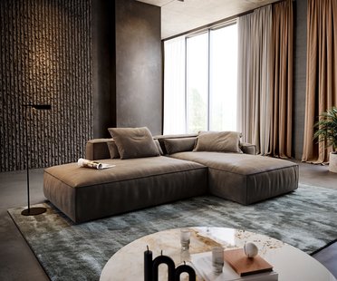 DELIFE Hoekbank Freestyle 310x200 cm Microvezelmateriaal Taupe Vintage kedernaad