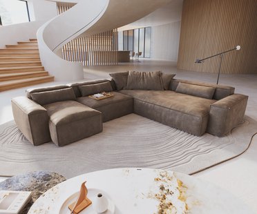 DELIFE Woonkamer landschap Freestyle 360x290 cm Microvezelmateriaal Taupe Vintage kedernaad