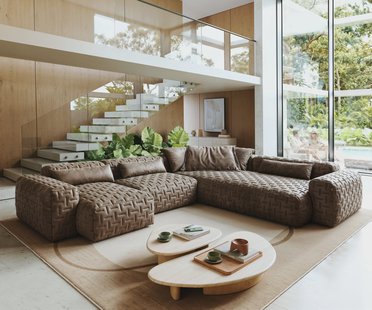 DELIFE Woonkamer landschap Freestyle 360x290 cm Microvezelmateriaal Taupe Vintage gestikt