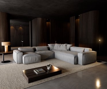 DELIFE Woonkamer landschap Freestyle 360x290 cm Zachte stof met structuur Grijs kedernaad