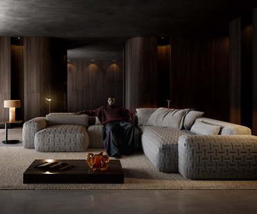 DELIFE Woonkamer landschap Freestyle 360x290 cm Zachte stof met structuur Grijs gestikt