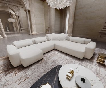 DELIFE Woonkamer landschap Freestyle 360x290 cm Bouclé zacht Beige kapnaad