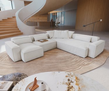 DELIFE Woonkamer landschap Freestyle 360x290 cm Bouclé zacht Beige kedernaad