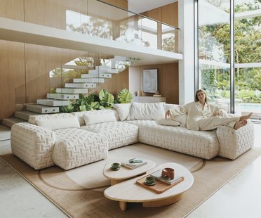 DELIFE Woonkamer landschap Freestyle 360x290 cm Bouclé zacht Beige gestikt