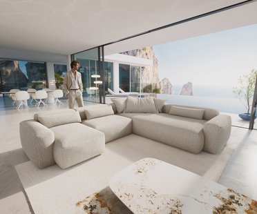 DELIFE Woonkamer landschap Freestyle 360x290 cm Zachte Geweven stof Beige kapnaad