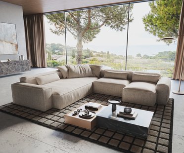 DELIFE Woonkamer landschap Freestyle 360x290 cm Zachte Geweven stof Beige kedernaad