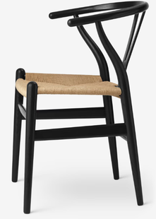 Carl Hansen & Søn CH24 Y Wishbone-stoel eiken - gelakt zwart - Vlecht natuur