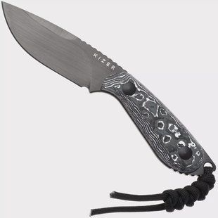 Kizer Buddy 1081A9, Satin Brushed DLC M390, Fat Carbon White Storm, vaststaand mes, Maksim Epifantsev design