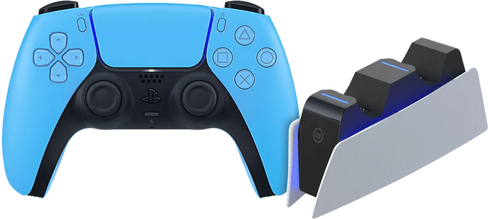 Sony PlayStation 5 DualSense Draadloze Controller Starlight Blue + BlueBuilt oplaadstation
