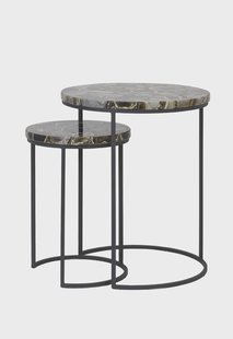 Light & Living Bijzettafel 'Axat' Set van 2 stuks, agaat bruin zwart