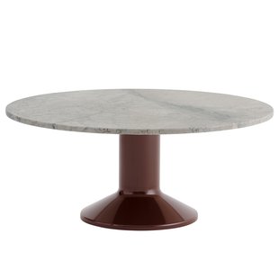 Muuto Midst Bijzettafel&Oslash;90 Donkerrood Onderstel Grijs Marmer