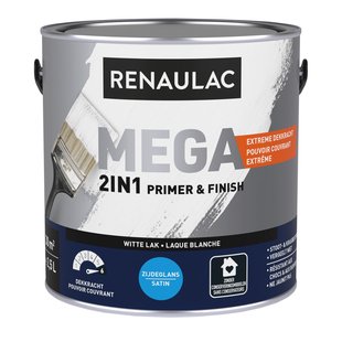 Renaulac Houtlak Mega - Zijdeglans - Wit - 2,5l