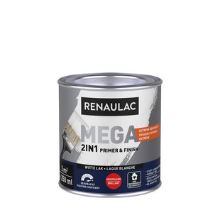 Renaulac Houtlak Mega - Hoogglans - Wit - 250ml