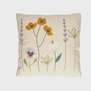Kussen, bio-katoen, lentebloemen, 50 x 50 cm