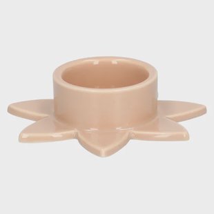 Waxinelichthouder, porselein, roze bloem, 12 x 12x 3 cm