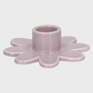 Kandelaar, porselein, lila bloem,&Oslash;10 x 2,5 cm