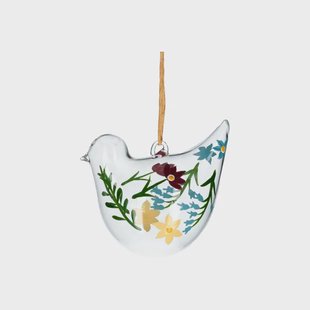 Paashanger, glas, vogel beschilderd met bloemen