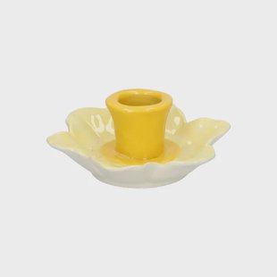 Kandelaar narcis, steengoed, geel,&Oslash; 10,5 x 4 cm