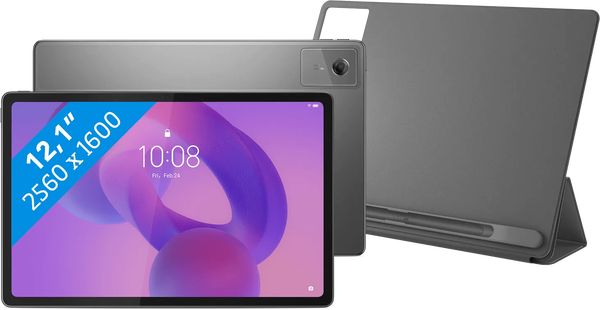 Lenovo Idea Tab Plus 12,1 inch 256GB Wifi Grijs met Stylus + Book Case Grijs