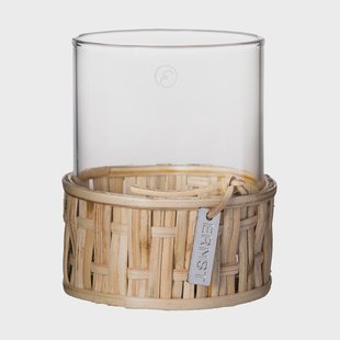 ERNST Ernst vaas/lantaarn in mand Naturel, Ø7x8,5 cm