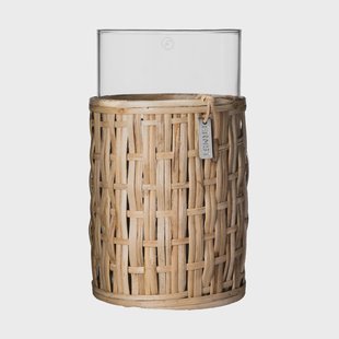 ERNST Ernst vaas/lantaarn in mand Naturel, Ø10x18 cm