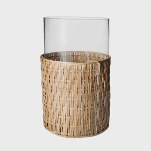 ERNST Ernst vaas/lantaarn in mand Naturel, Ø18x30 cm