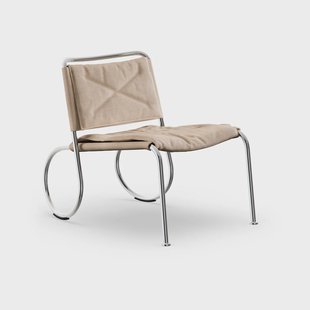 Lammhults Corso easy chair stoel Natuur linnenweefsel - chroom