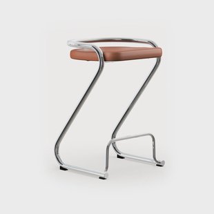 Lammhults S70-3 barkruk Elmo Nordic leer Cognac - chromen onderstel