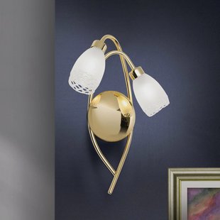 ORION wandlamp CARLA, messingkleurig Hoogte 35 cm Metaal/glas 2-lamps.