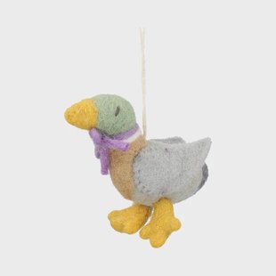 Hanger eend met strik, vilt