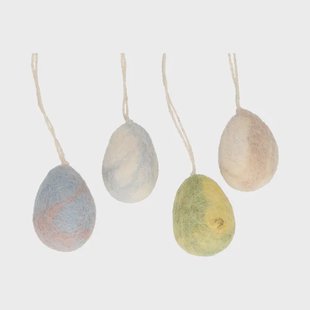 Paashanger, vilt, eitjes marmer kleuren, set van 4