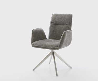 DELIFE Draaistoel Vinja-Flex bouclé zacht mud kruisframe breed roestvrij staal 360° draaibaar rocker-functie