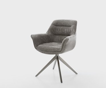 DELIFE Draaistoel Kaira-Flex bouclé zacht mud kruisframe breed grafiet 360° draaibaar rocker-functie