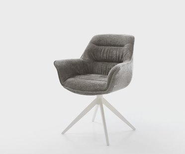 DELIFE Draaistoel Kaira-Flex bouclé zacht mud kruisframe breed wit 360° draaibaar rocker-functie