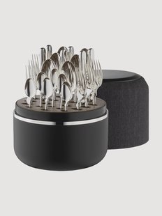 Handgemaakte hoogglans bestekset Spaten met kistje, 6 personen, 24-delig