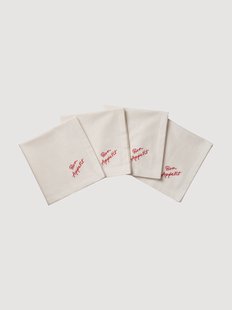 Handgemaakte servetten Quote, 4-delig