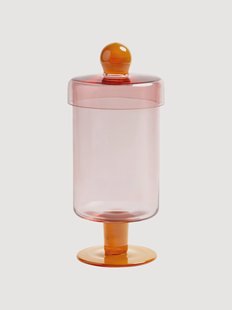 Handgemaakte hoge glazen opbergpot Duo