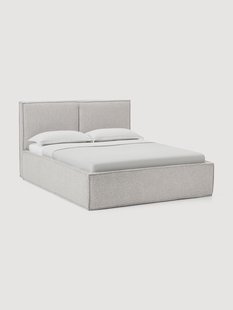 Boucl&eacute; gestoffeerd bed Dream met opbergruimte